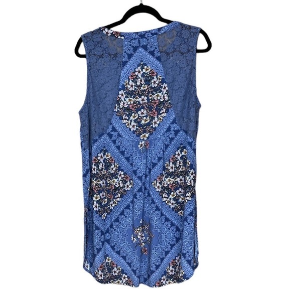 Fig and Flower Floral Print Dress, Lace Style Back, Side Slit, Size XL - Picture 2 of 8